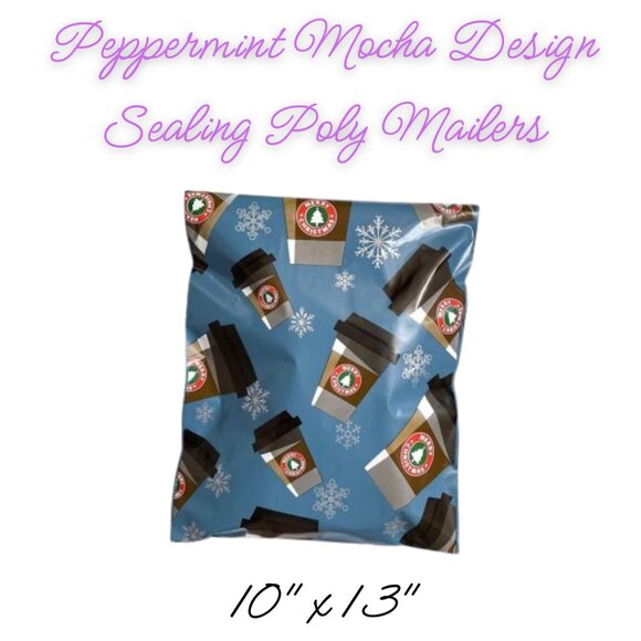 Peppermint Mocha Christmas Poly Mailers Qty 20 Size 10x13 - Picture 1 of 1